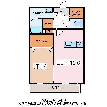 マーヴェラス・マンション(1LDK/1階)の間取り写真
