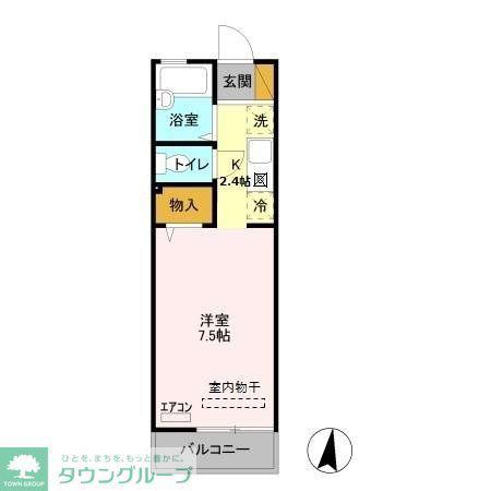 キャッスルI(1K/2階)の間取り写真