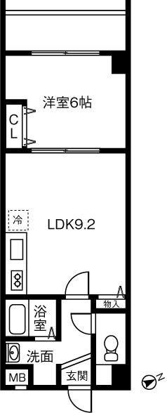 ヴァンクール新栄(1LDK/3階)の間取り写真