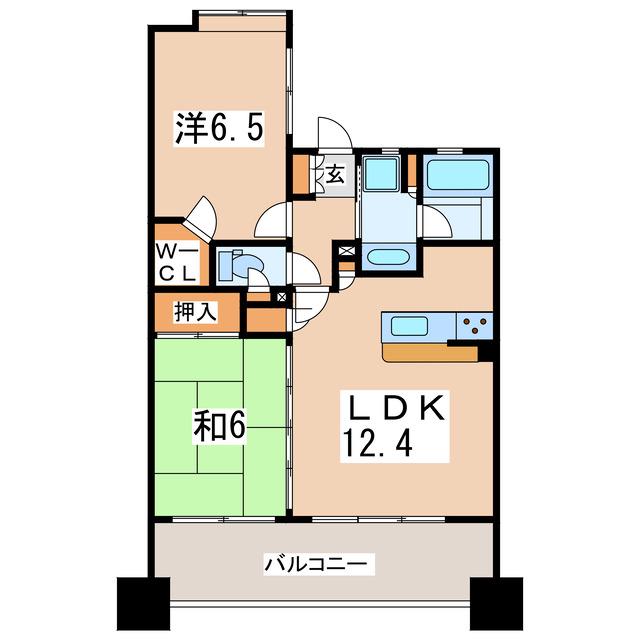 グリーンウッド郡山(2LDK/5階)の間取り写真
