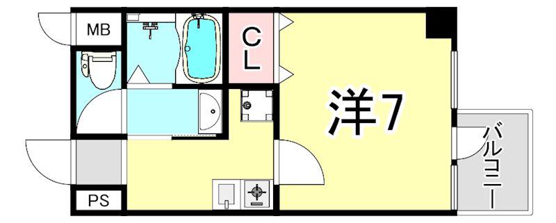 プレッツァ西宮(1K/6階)の間取り写真