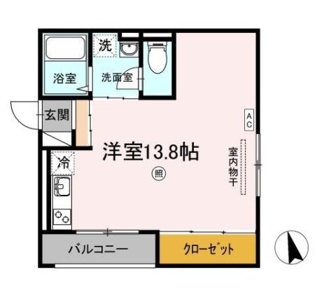 レセンテ林(ワンルーム/2階)の間取り写真