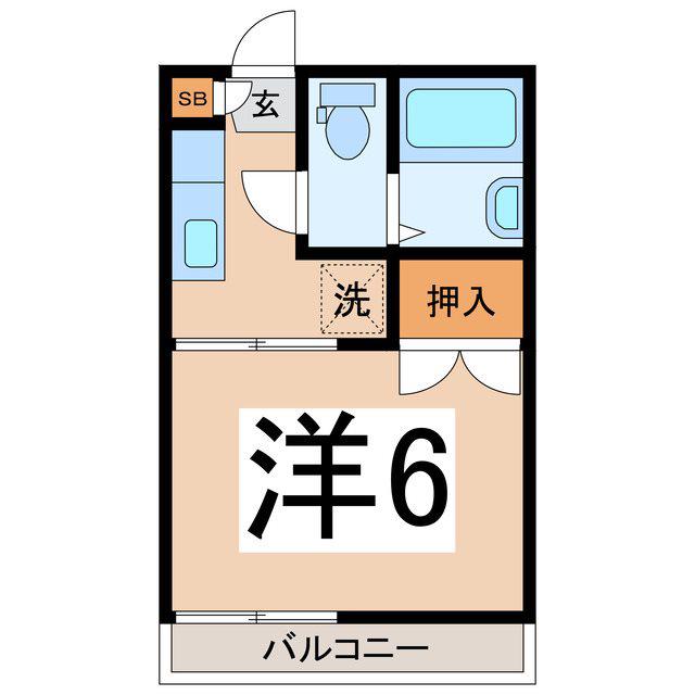 PRIME岩窪(1K/2階)の間取り写真
