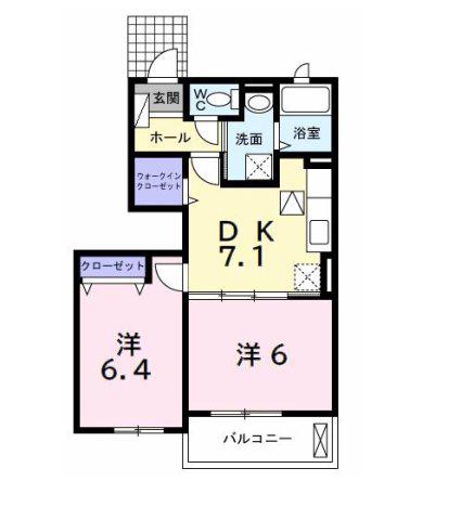 サンフェアリー(2DK/1階)の間取り写真