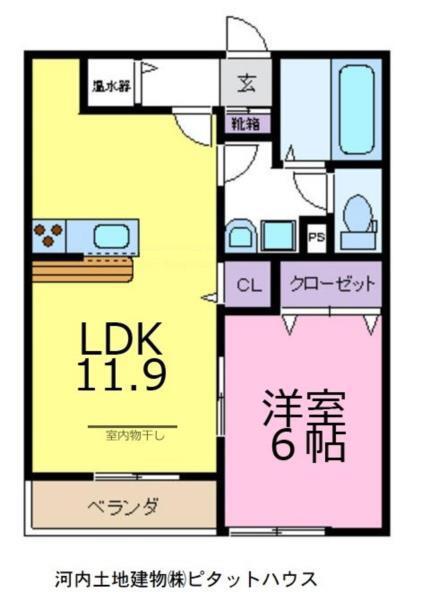メゾンドール・エル(1LDK/2階)の間取り写真