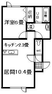 あぷりこっと(1LDK/2階)の間取り写真