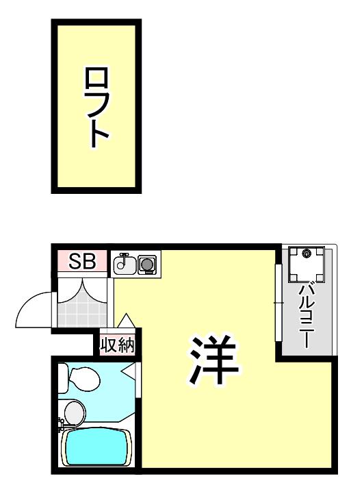 トクワI(ワンルーム/2階)の間取り写真