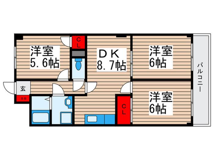 シティパル瑞江(3DK/4階)の間取り写真
