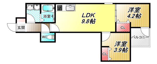 D PORTA DIAMANT(2LDK/3階)の間取り写真