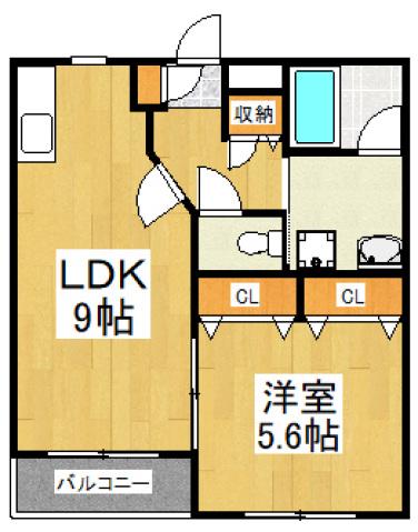 パークヒルズ向原(1LDK/1階)の間取り写真