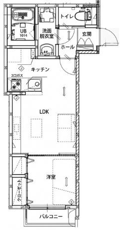 クレイス西所沢(1LDK/2階)の間取り写真