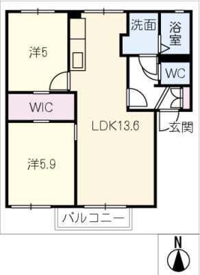 エリアM(2LDK/2階)の間取り写真