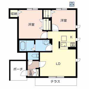 ジュヴェール深井(2LDK/1階)の間取り写真
