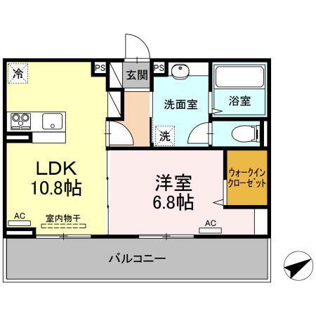 ロイヤルサン B棟(1LDK/2階)の間取り写真