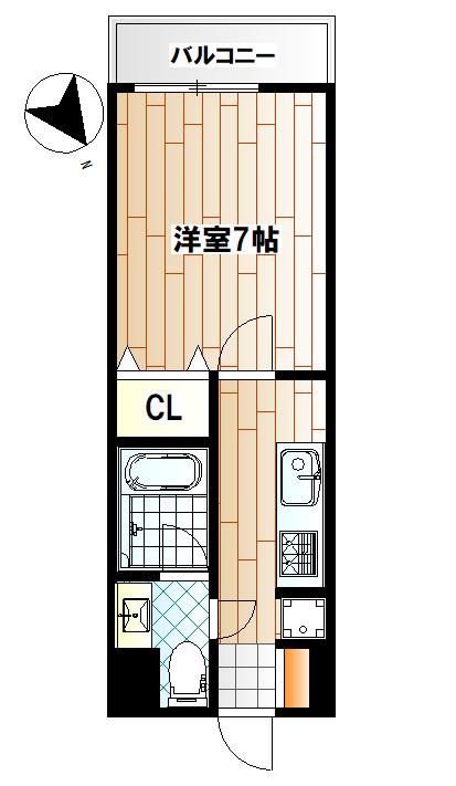 アンソレイユ横浜(1K/7階)の間取り写真