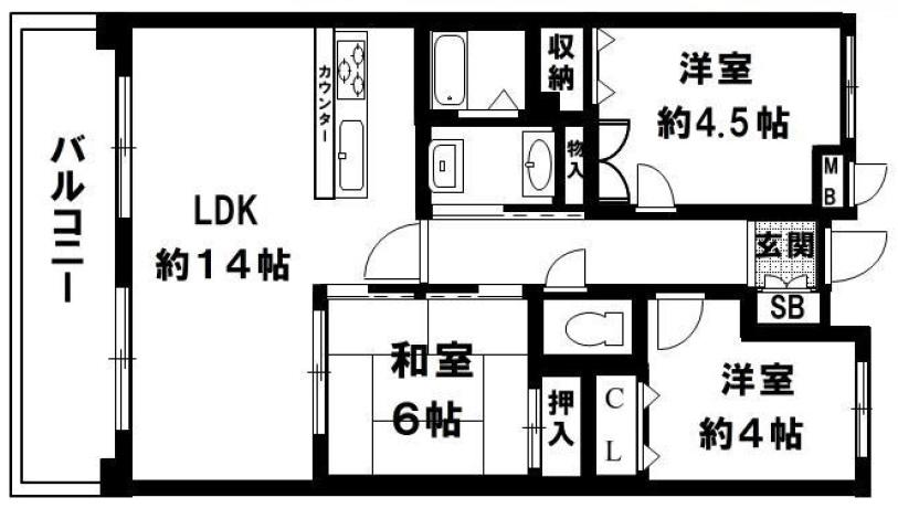 アヴァンセ六甲パートII(3LDK/4階)の間取り写真
