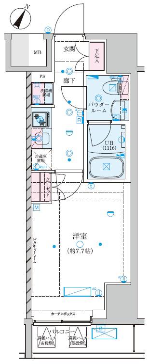 GENOVIA川崎VII(1K/7階)の間取り写真