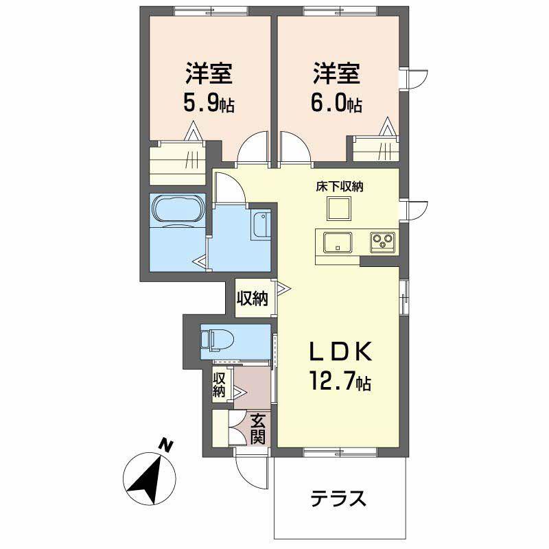 シャーメゾンヒロ(2LDK/1階)の間取り写真