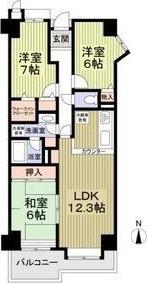 ルネ神戸北町I(3LDK/6階)の間取り写真