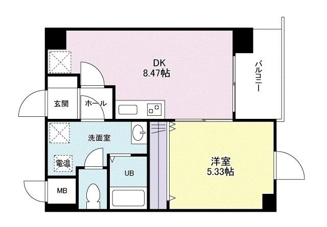 ヴィヴァーチェ2番館(1LDK/4階)の間取り写真