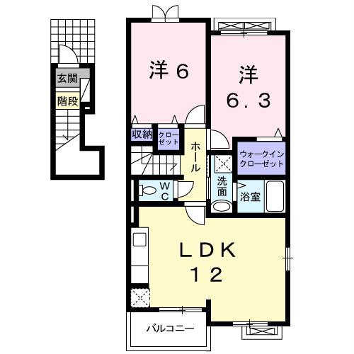 ブルーモート(2LDK/2階)の間取り写真
