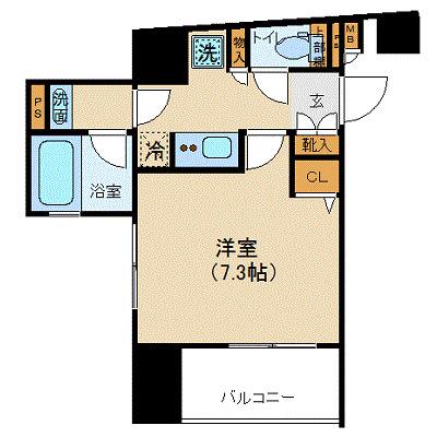 プラチナコート上野(1K/13階)の間取り写真