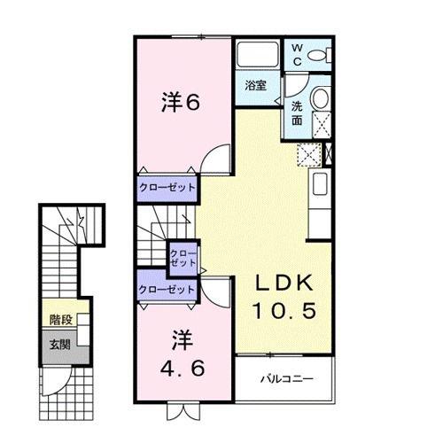 ピリアー(2LDK/2階)の間取り写真