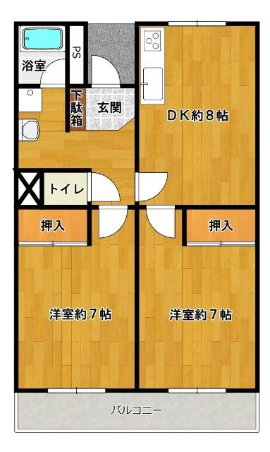 KT-1(2DK/3階)の間取り写真