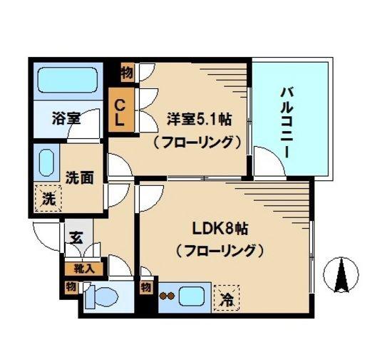 KS新中野(1LDK/2階)の間取り写真