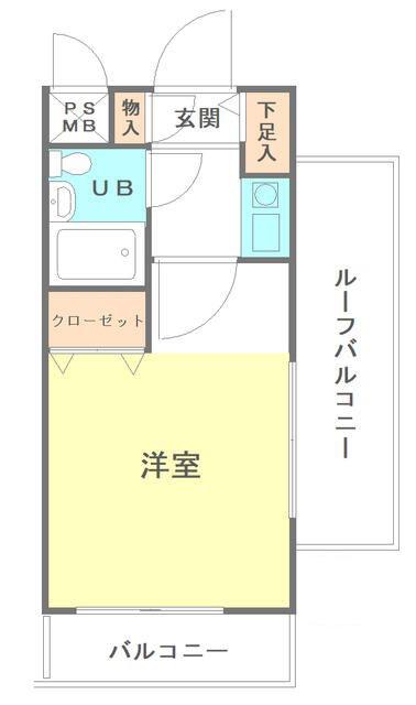 ライオンズマンション中野南(1K/4階)の間取り写真