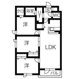 白南ハイツI(3LDK/2階)の間取り写真