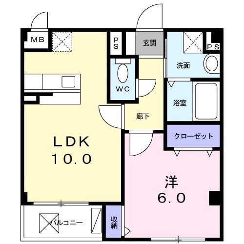パックスヒル(1LDK/3階)の間取り写真