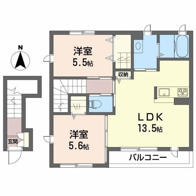 GARDEN ROAD(2LDK/2階)の間取り写真