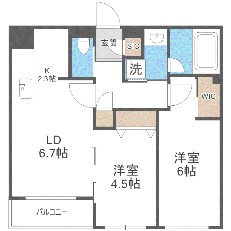 LIVECASA白石(2LDK/4階)の間取り写真