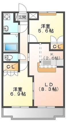 プレアデスエデン(2LDK/2階)の間取り写真