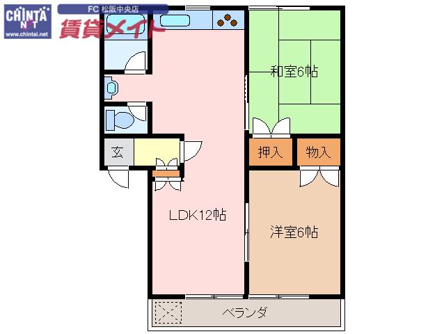 アーバンハイツ II(2LDK/2階)の間取り写真