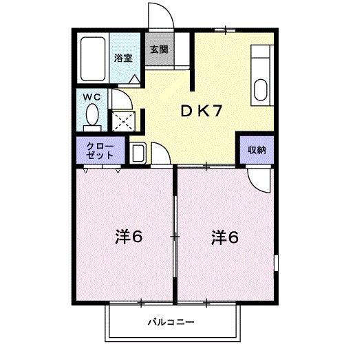 シュープ三条(2DK/2階)の間取り写真