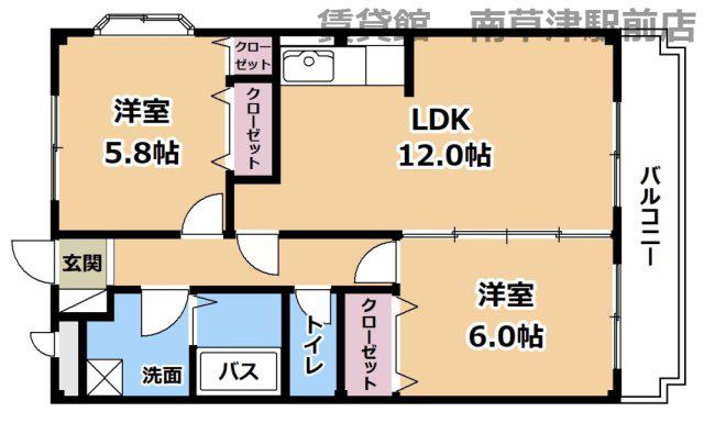モラーダアオキ(2LDK/2階)の間取り写真