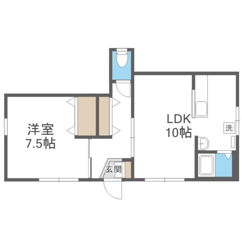 地下鉄東豊線 学園前駅(札幌) 徒歩7分 2階建 築48年(1LDK/1階)の間取り写真