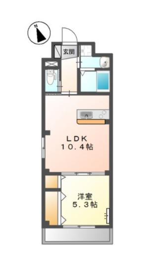 KハウスII(1LDK/2階)の間取り写真