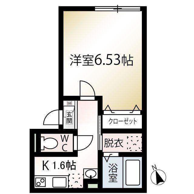MQUARTO一之江(1K/1階)の間取り写真