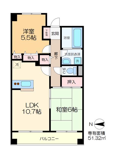 メゾンサンセール(2LDK/2階)の間取り写真