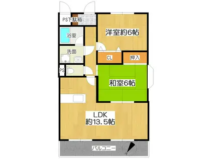 ハイムのぞみ(2LDK/1階)の間取り写真