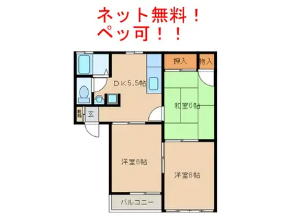 PRIME STAGE A棟(3DK/2階)の間取り写真