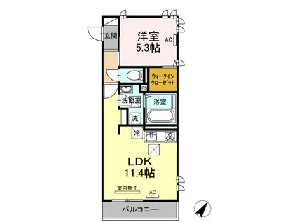 PRESTIGEA72 A棟(1LDK/2階)の間取り写真