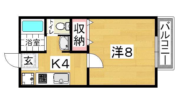 エルクハウスA(1K/2階)の間取り写真