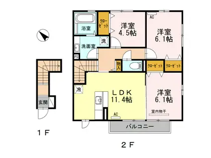 ラポール山路(3LDK/2階)の間取り写真