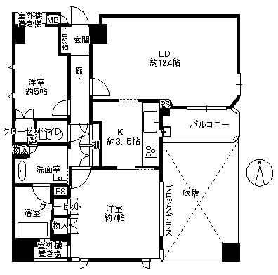 サンマンションドゥーシェ室町冷泉町(2LDK/5階)の間取り写真