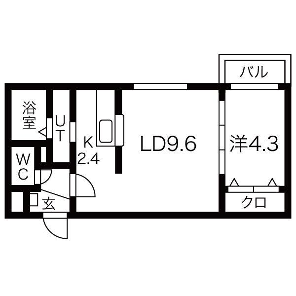 コスモス(1LDK/1階)の間取り写真