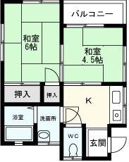 石井荘(2K/2階)の間取り写真